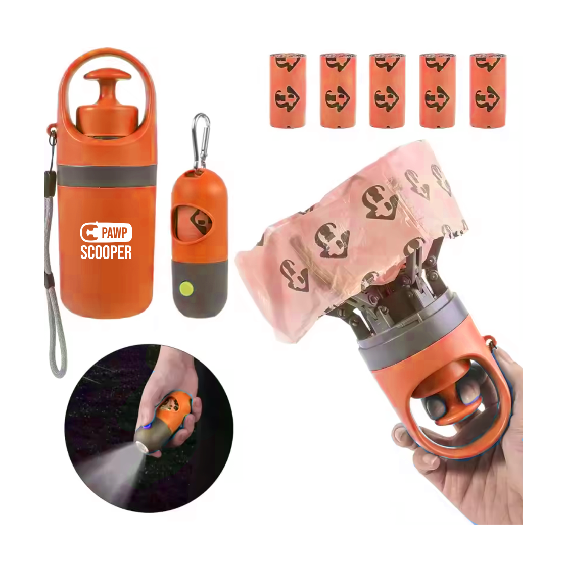 Pawp Scooper: Portable Dog Poop Scooper (Orange)